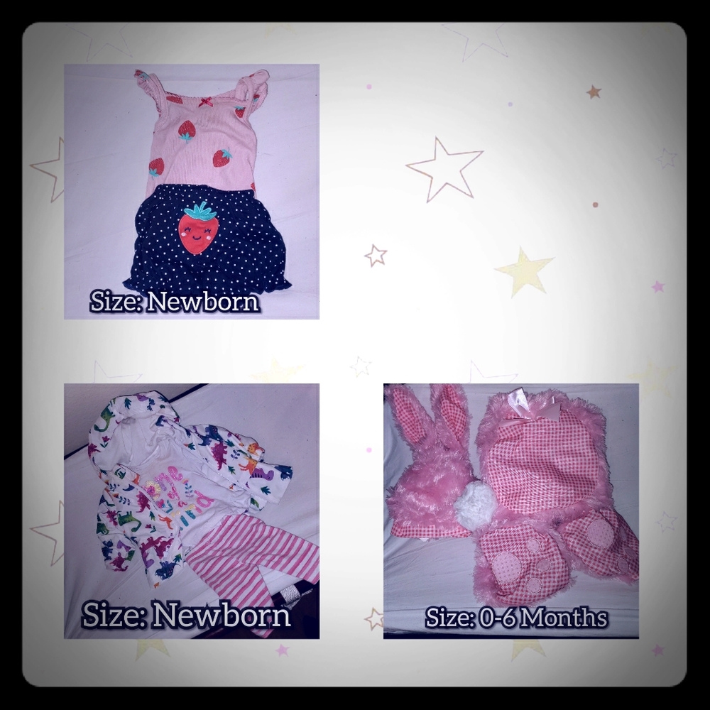 3 Baby Girl Outfits (Sizes: .NB-6 months)